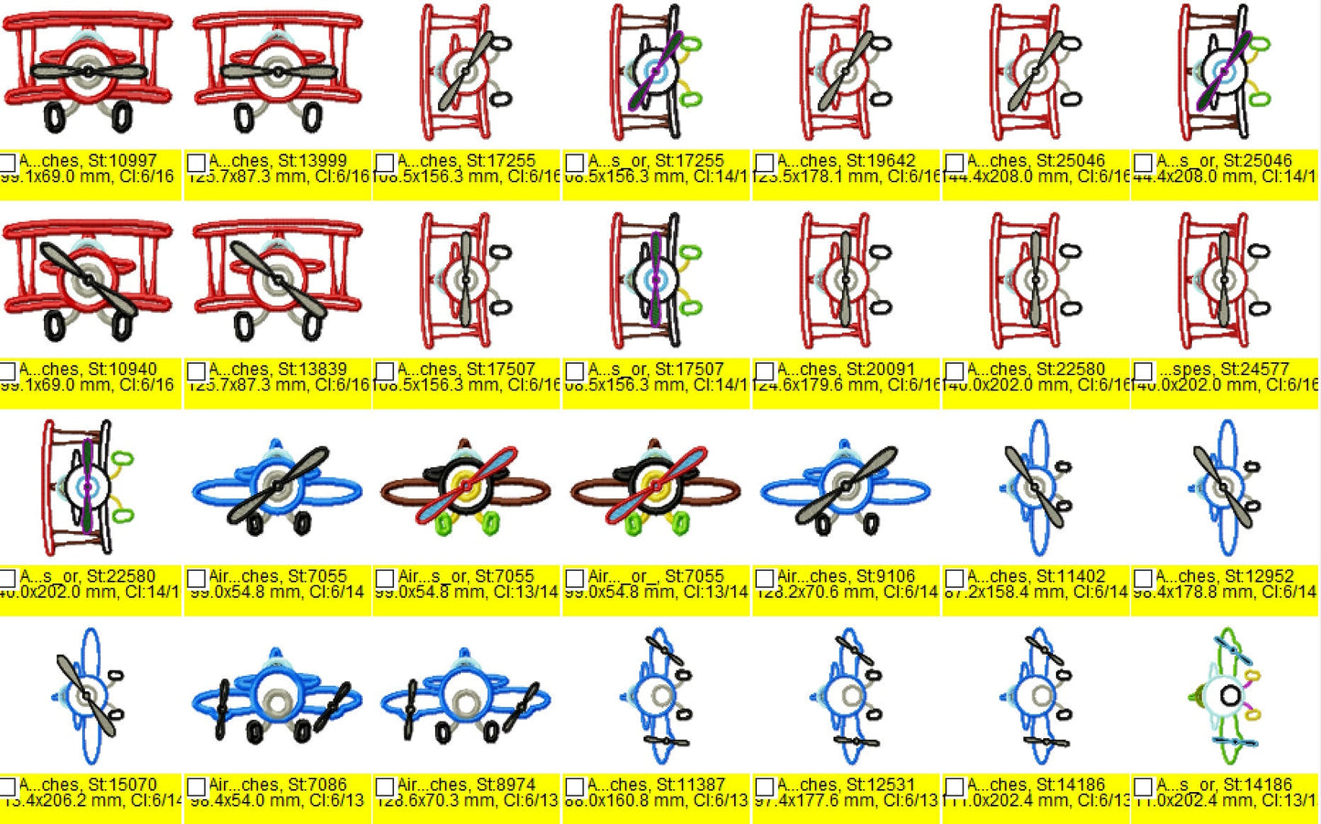 Airplane Applique Set of 4