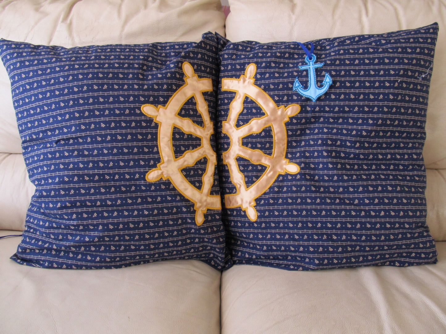 Split Divided half of Ship-wheel cute nautical theme Machine Embroidery