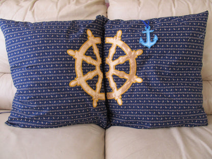 Split Divided half of Ship-wheel cute nautical theme Machine Embroidery