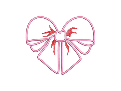 Valentine Heart Split Side Bow Applique