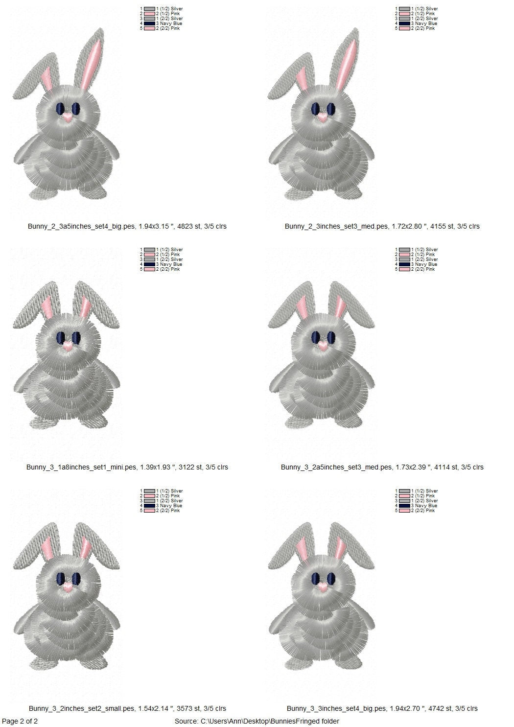 Fringed Easter Bunny Set of 3