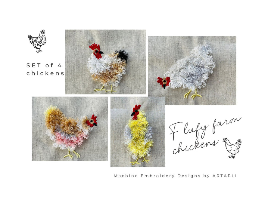 Fringed Chicken Set of 4