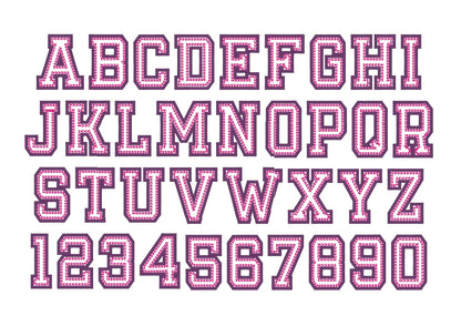 2-Outline Chain and Satin Stitch Varsity Sport Font