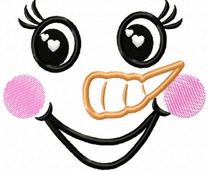 Snowman Doll Face with Carrot Nose