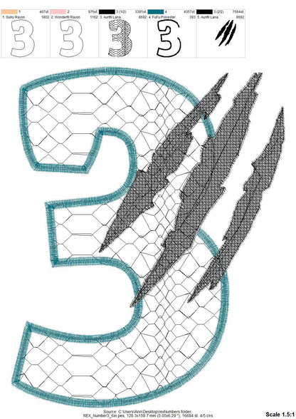 T-rex indominus dinosaur Birthday Number 3 THREE kids boy outfit