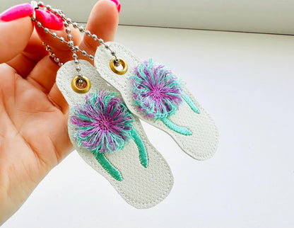 Fringed Summer Flip Flops Keychain