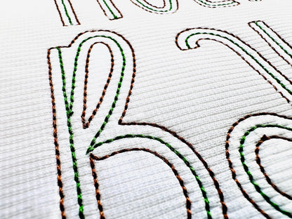 Thin Outline Bean Stitch Font
