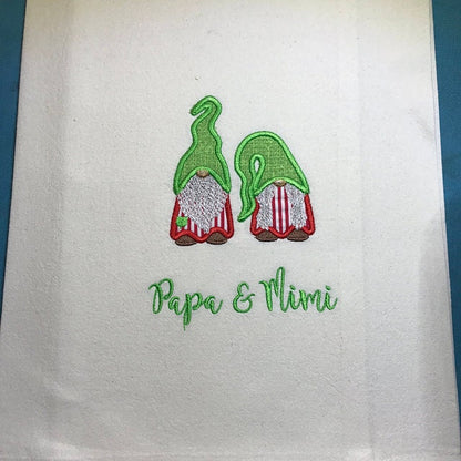 Two gnomes in a row Merry Christmas Gnome Applique machine embroidery