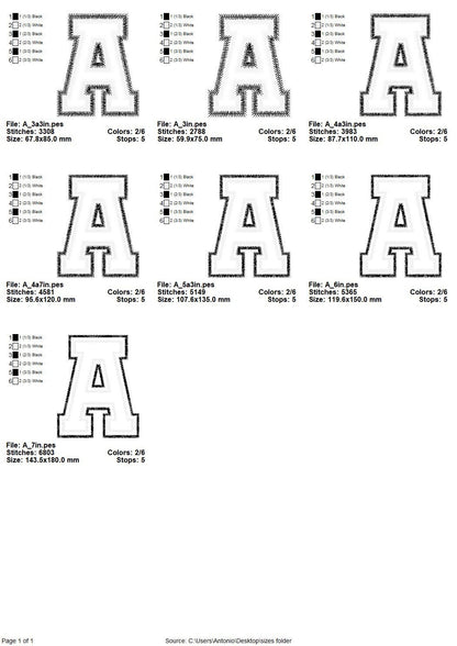 Large 2-Layers Applique Zig Zag Outline Font