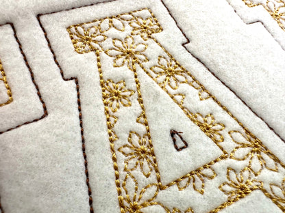 Floral Fill Light Stitch 2 Outlines Varsity Font