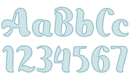 Puffy Bean Stitch Outline Handwritten Font