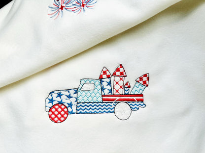 Patriotic Patchwork Red Truck patterned Truck outline boys machine