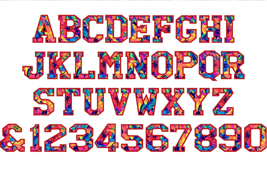 Varsity Collegiate Athletic Block Font Applique
