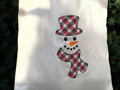 Gingham Plaid Patterned Christmas Snowman