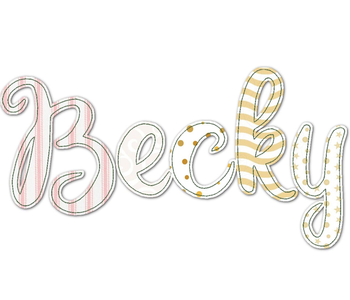 Raggedy Edge Applique Font Becky
