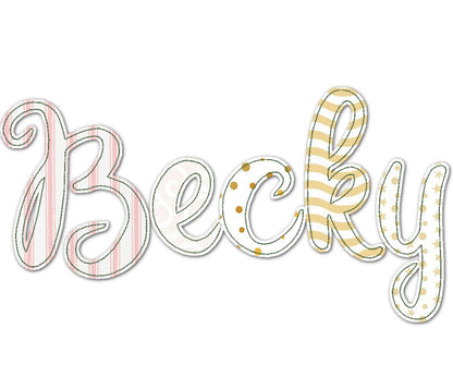 Raggedy Edge Applique Font Becky
