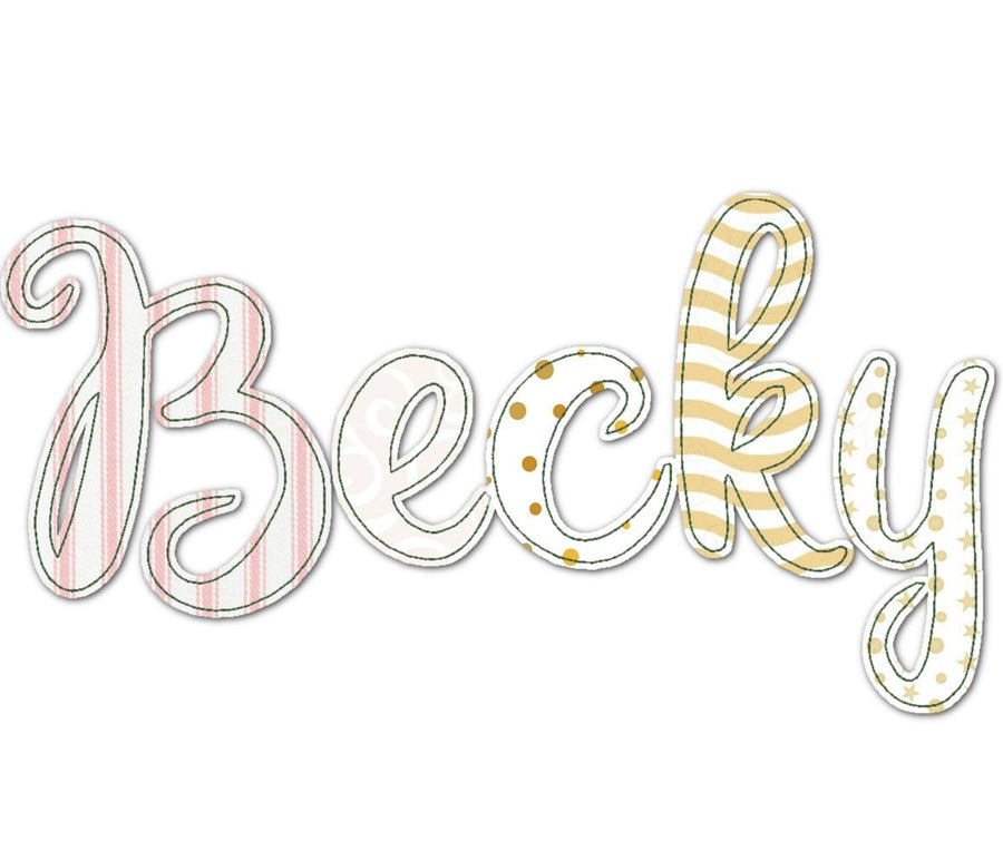 Raggedy Edge Applique Font Becky