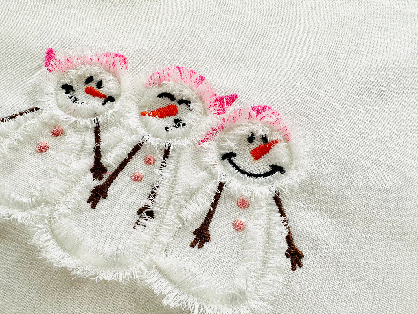 Fringed Cute Snowman Trio