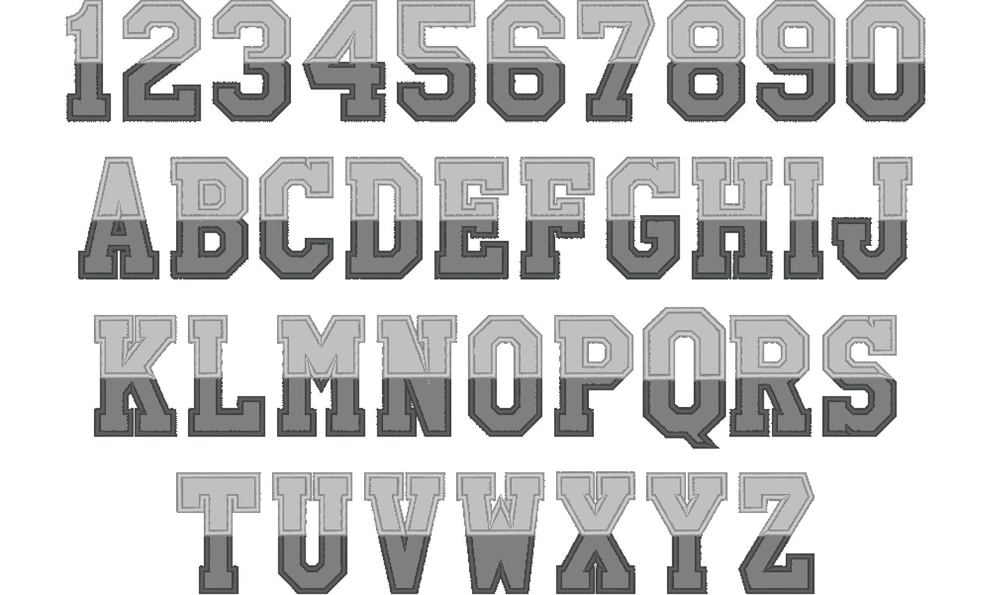 2-Color Athletic Block Split Font Applique