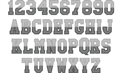 2-Color Athletic Block Split Font Applique