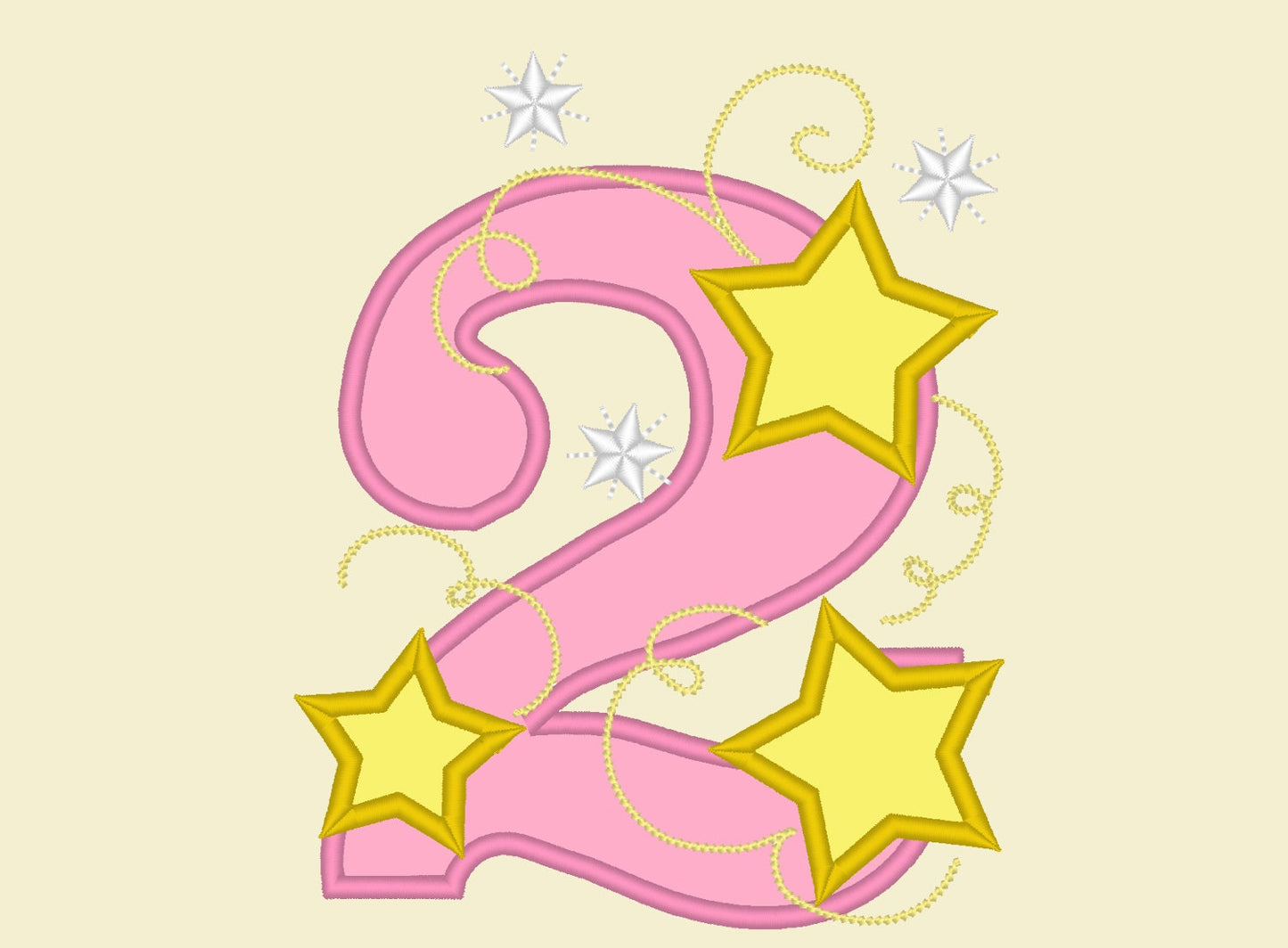 TWO Stars Applique embroidery Design, Two birthday embroidery design,