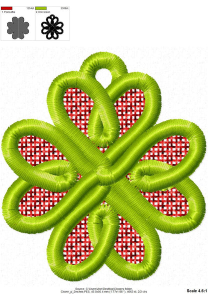 Shamrock Four Leaf Clover Charm Earrings FSL