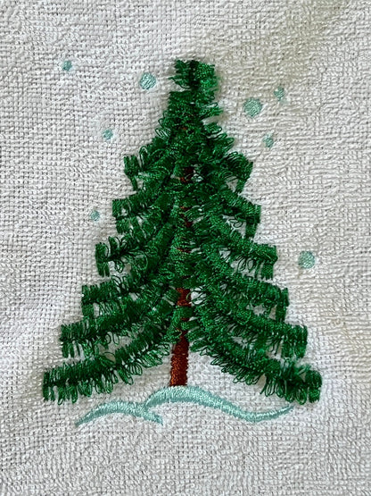 Fringed Christmas Tree Single Tree with Snow