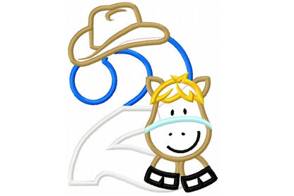 Little Cowboy Birthday number 2 NUMBER TWO machine embroidery applique