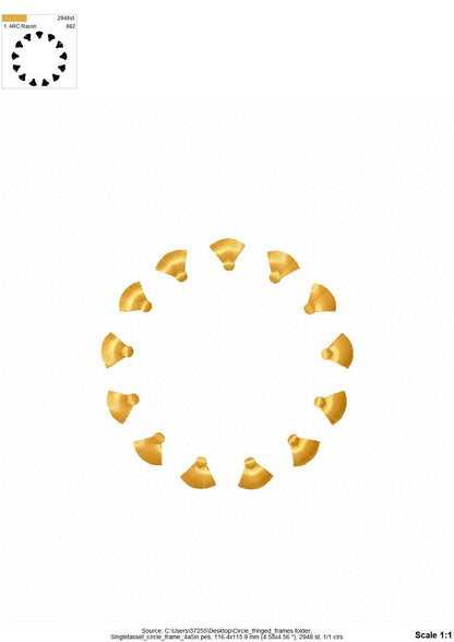 Chinoiserie fringed tassel circle monogram frame and alphabet BX