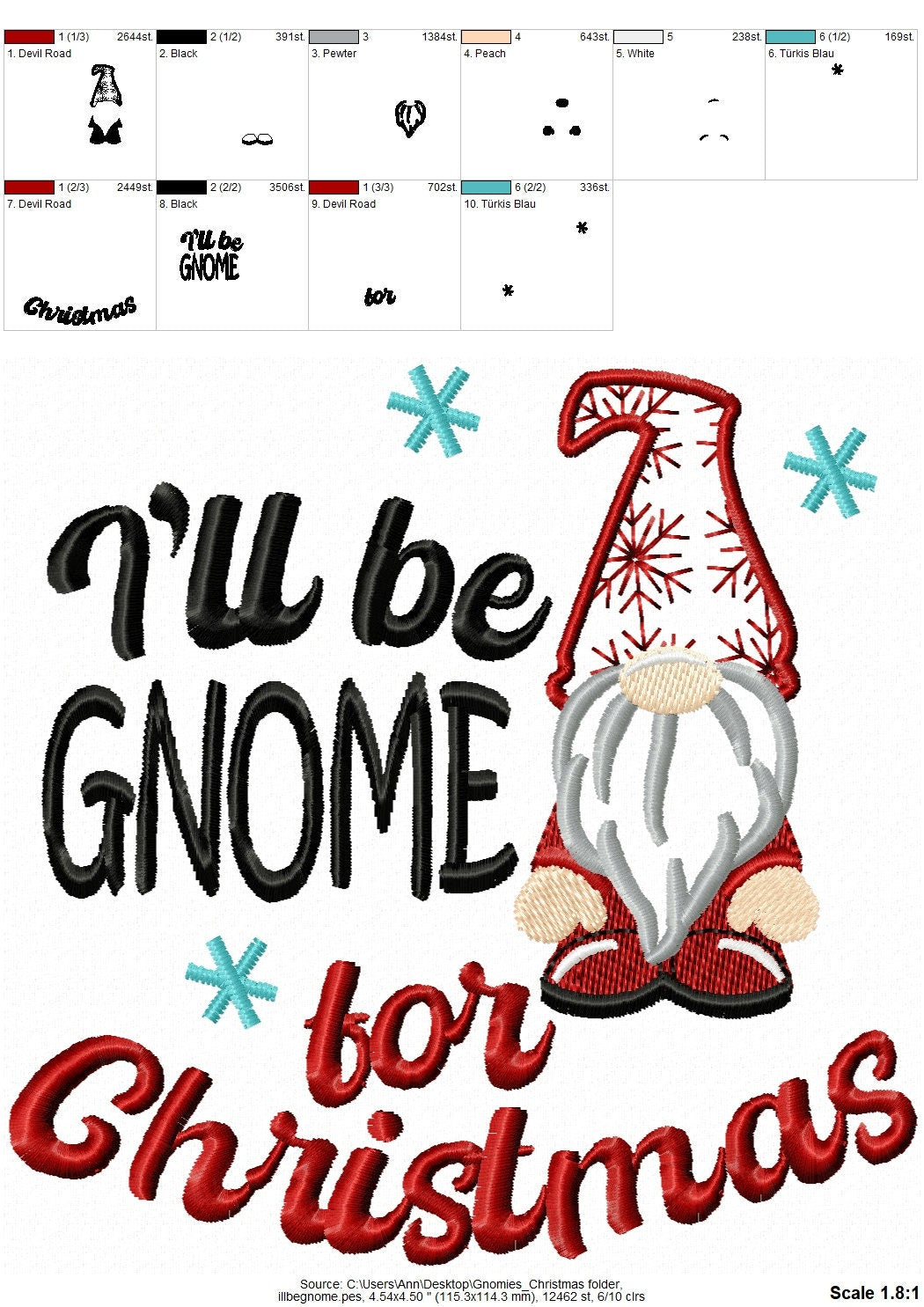 Merry Christmas Gnomie Set of 6