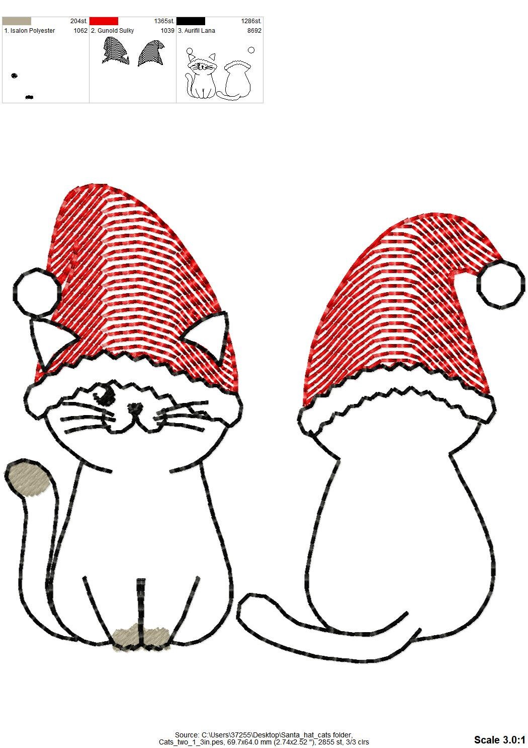 Christmas Cat Santa Hat 4 in a row