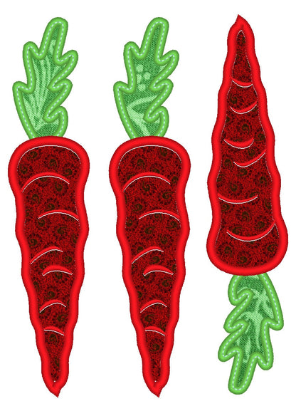 Three Carrots and Single Carrot Set Applique