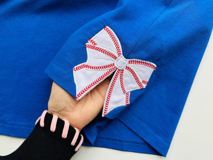 Baseball Stitch Sport Side Bow Applique