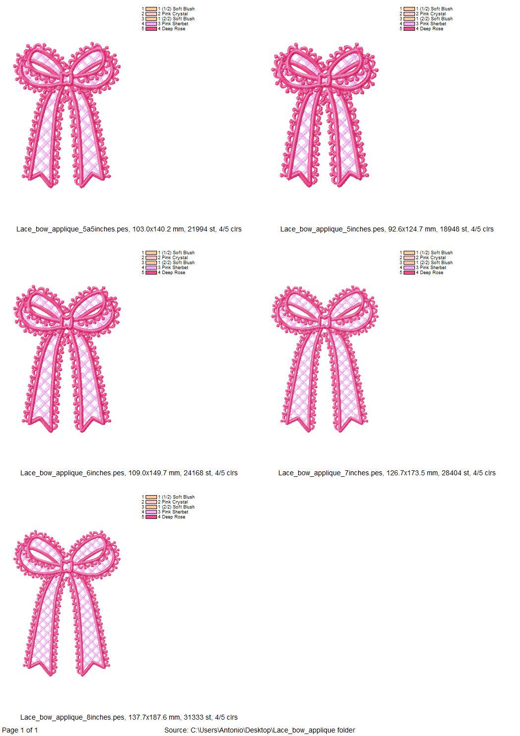 Side Split Seam Lace Bow Applique