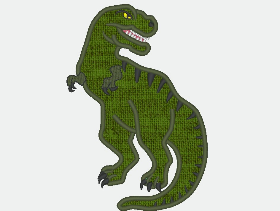 T-rex Dinosaur machine embroidery designs fill stitch and applique in