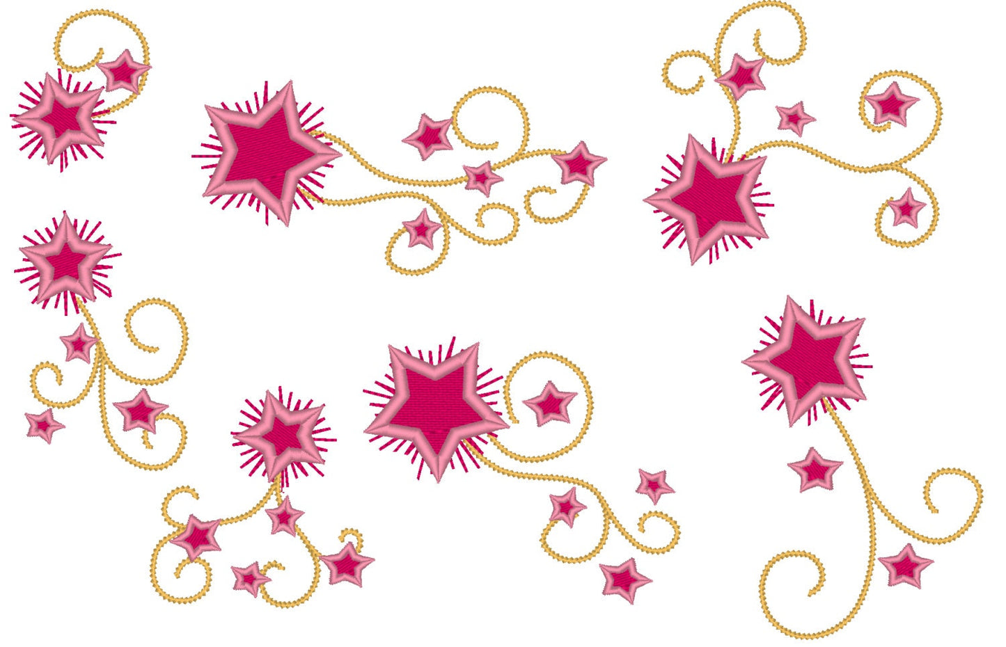 Shooting Sparkle Swirly Stars