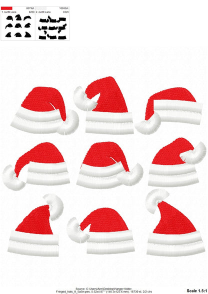 Fringed Santa Hat 9 in a row