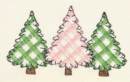 Baby Gingham Patterned Christmas Tree 3 in a row