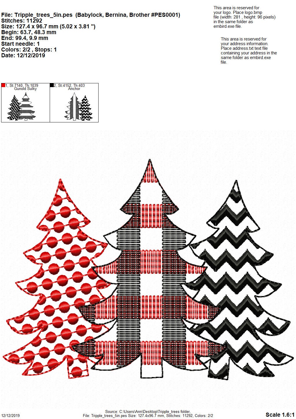 Plaid Polka Dot Chevron Woodland Tree Trio