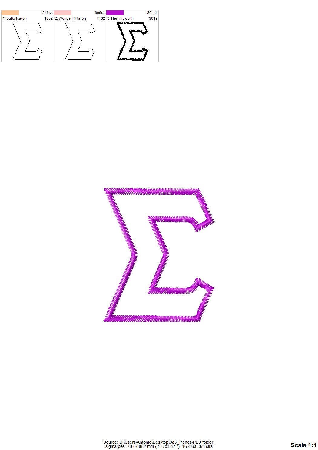 Large Zig Zag Outline Greek Font Applique