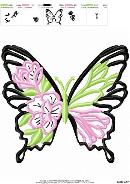 Floral Half Butterfly Outline Set of 2