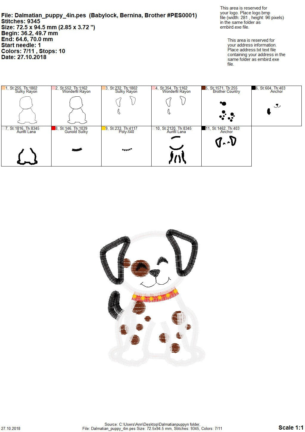 Little Dalmatian Puppy Dog Applique