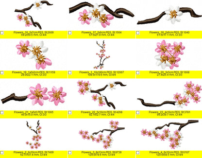 Cherry Blossom mini Flowers Birds and Cage awesome machine embroidery