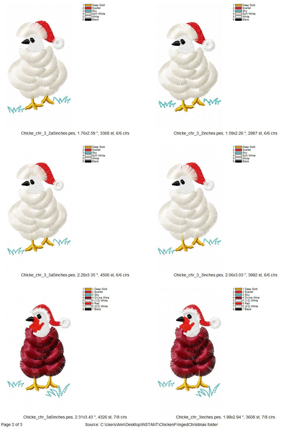 Christmas chhicken Santa Set of 3