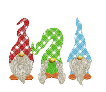 Gingham Plaid Gnome Trio