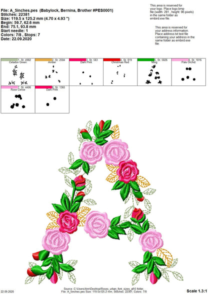 Delicate Roses Floral Font