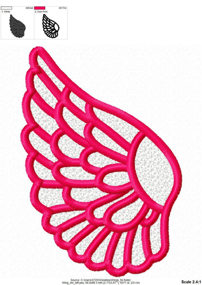FSL Free standing lace mini small angel fairy wings machine embroidery
