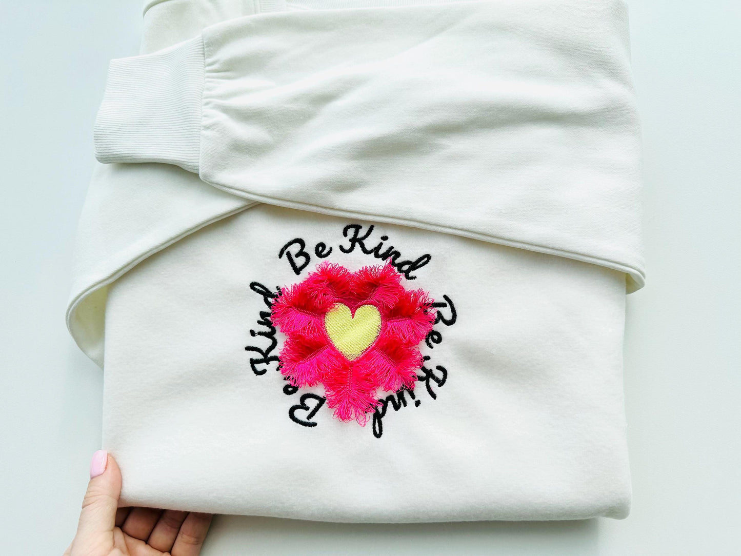 Saying Be Kind with Fringed Heart