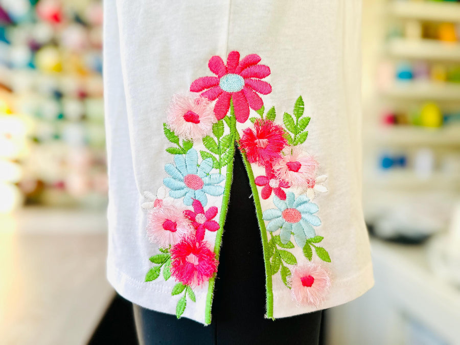 Fringed Floral Split Side Seam