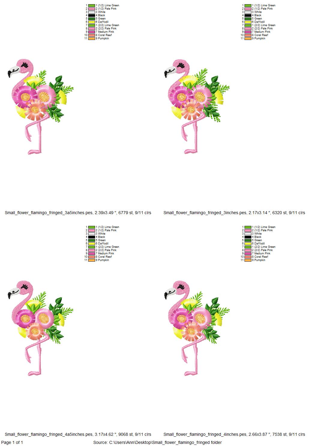 Mini Fringed Floral Flamingo